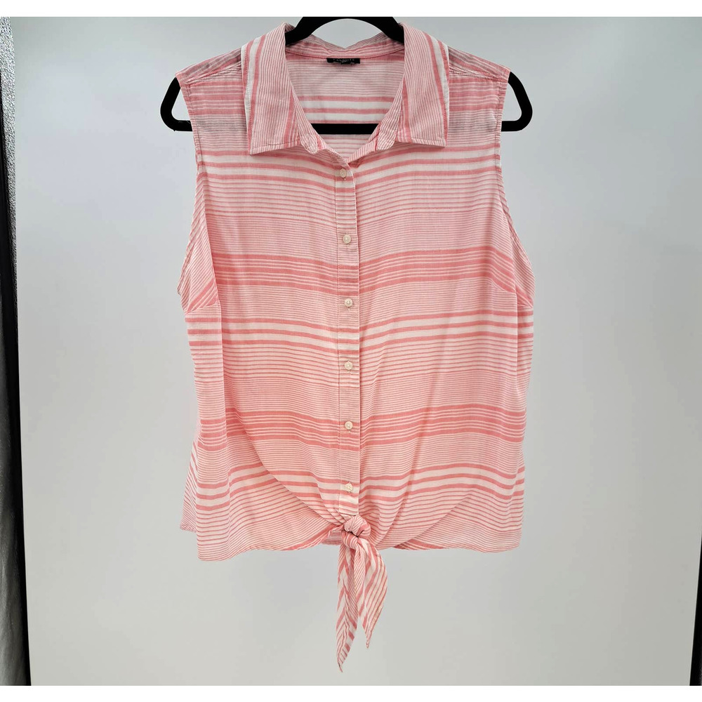 Talbots Pink Striped Sleeveless Blouse